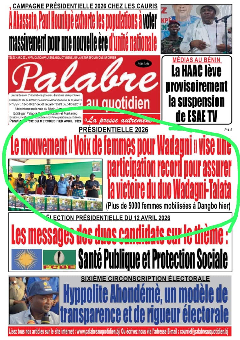 Le mouvement "Voix de femmes pour Wadagni" vise une participation record pour assurer la victoire du duo Wadagni Talata