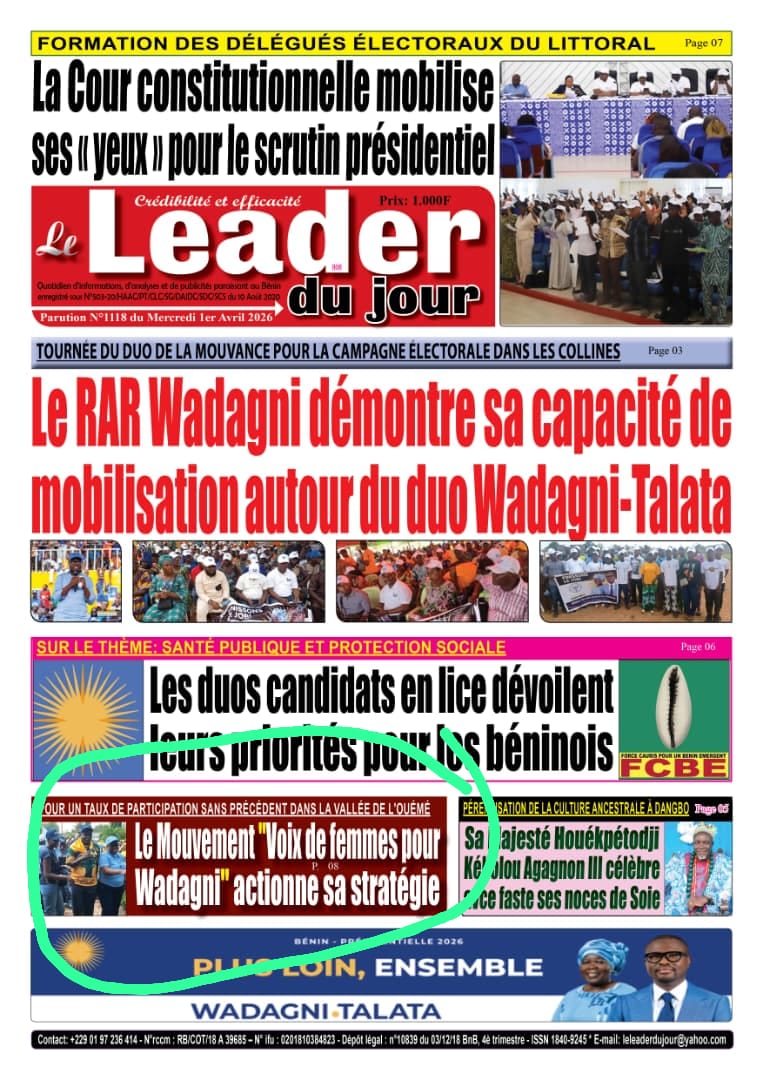 Le Mouvement "Voix de Femmes pour Wadagni" actionne sa stratégie